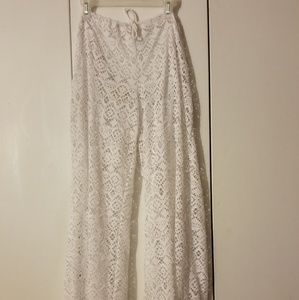 White Lace Bathing Suit Coverup Pants
